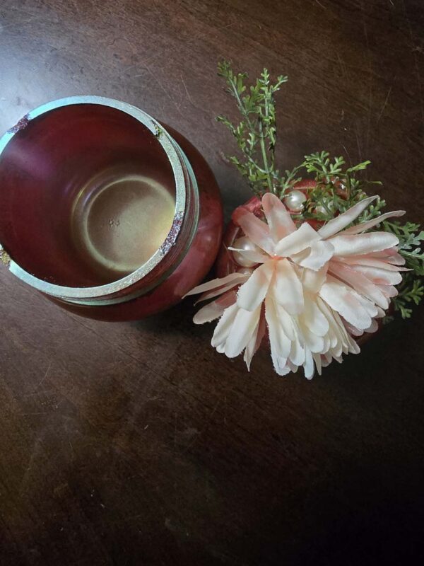 Charming Floral Red, Green, and White Resin Trinket Jar – Ideal for Holiday Storage and Decor - Image 3