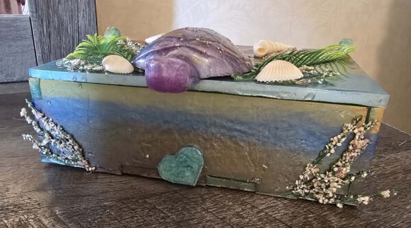 Resin Jewelry Box in Sunset Beach Colors with Turtle Handle