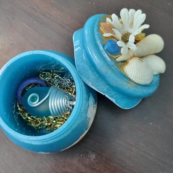 Handcrafted Coastal Blue Resin Jar: Azure Ocean Dreams - Image 2