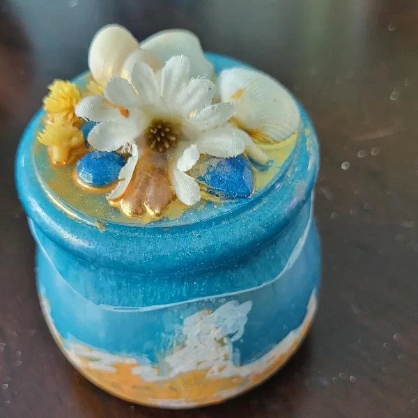 Handcrafted Coastal Blue Resin Jar: Azure Ocean Dreams - Image 6