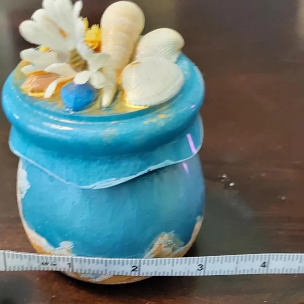 Handcrafted Coastal Blue Resin Jar: Azure Ocean Dreams - Image 3