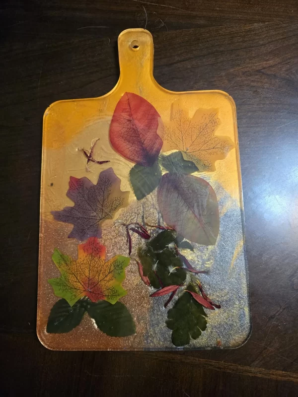 Autumn-Themed Resin Cutting Board | Handmade with Real & Artificial Flowers | Fall Kitchen Decor - Image 3