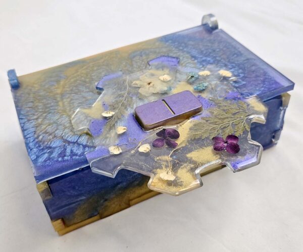 Custom Handmade Resin Mexican Train Set in Stunning Blues and Golds - Image 8