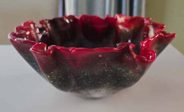 Exquisite Decorative Resin Bowl in Red, Black, White, and Gold